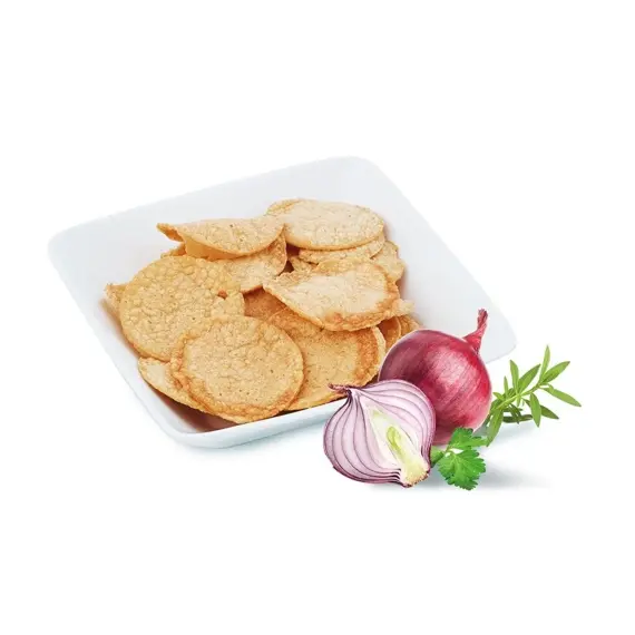 Proteinové chipsy s příchutí cibule a smetany